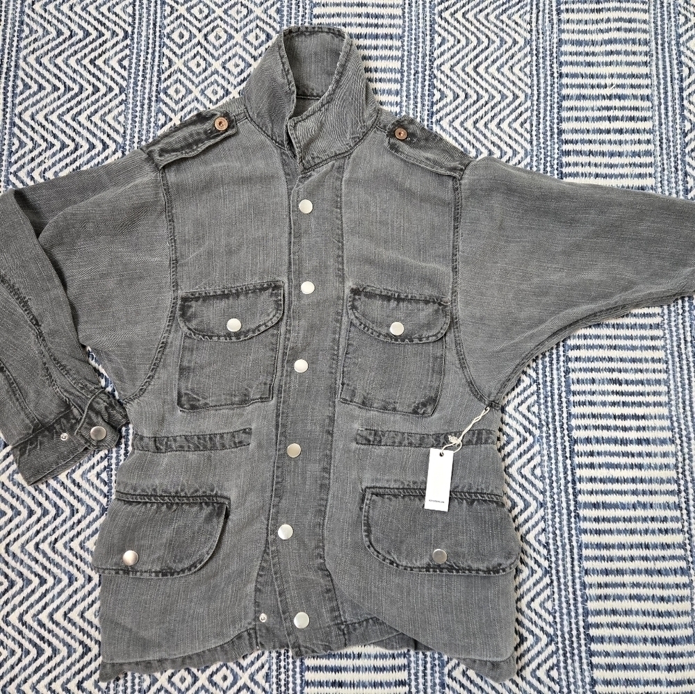 NSF Joli Jacket Size XS Linen Lyocell Blend NWT Utility Grunge Burn Cargo - Picture 14 of 16